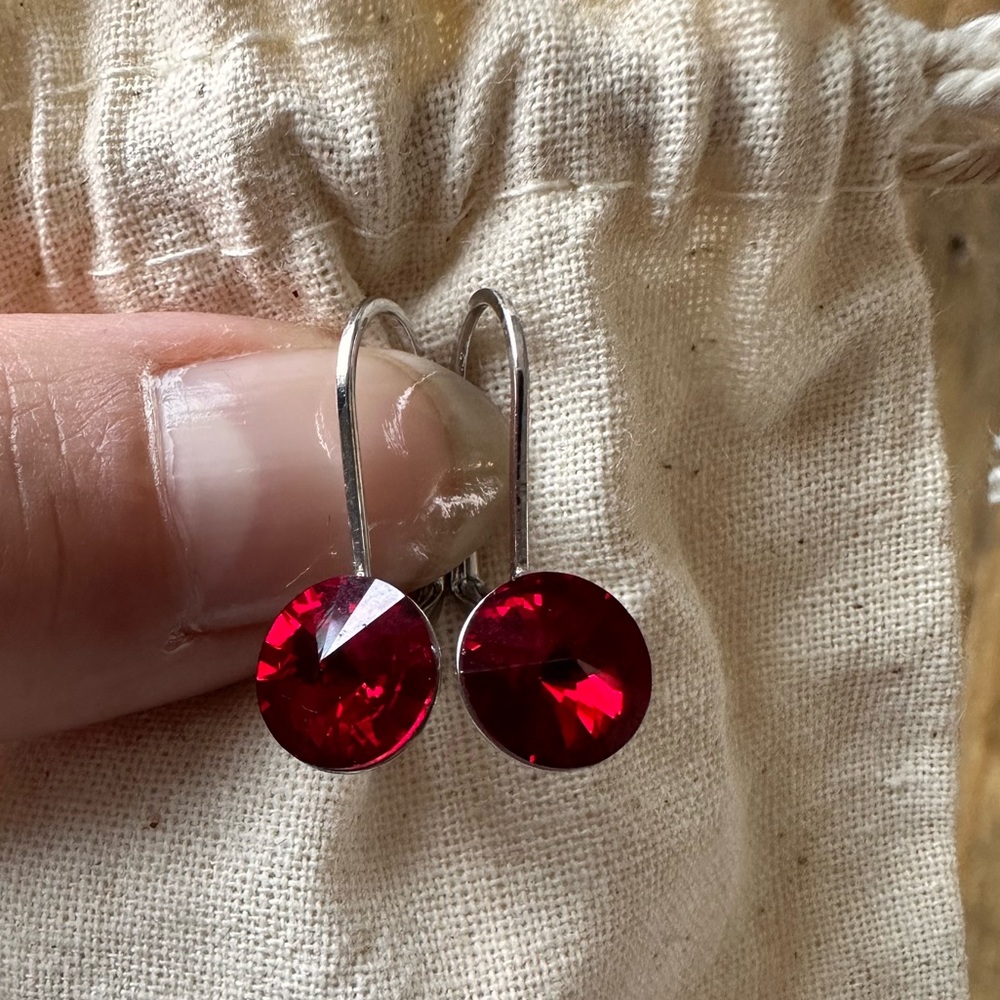 Red Swarovski crystal earrings
